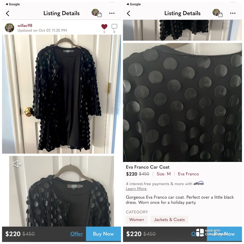 Anthropologie Eva Franco Black Open Front Cardigan Jacket Size M (oversized) - Picture 11 of 11